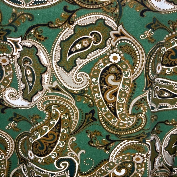 LARGE KIM ROGERS GREEN BEIGE PAISLEY  TOP STRETCH CASUAL  BOHO ELEGANT - Picture 5 of 10